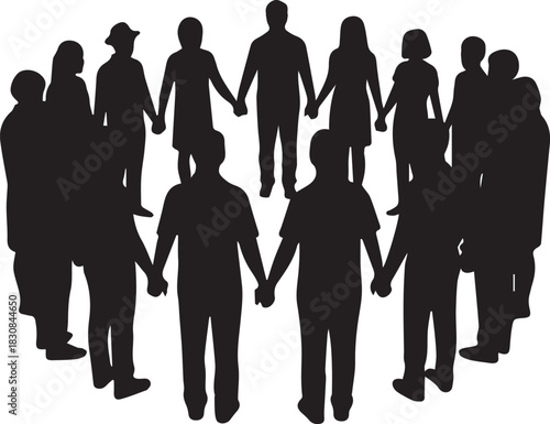 Diverse group of people holding hands in a circle celebrating international volunteer day community unity