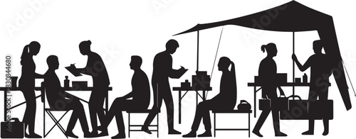 Diverse volunteers collaborate outdoors under a canopy for international volunteer day activities