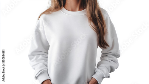 Wallpaper Mural Woman wearing a plain white long-sleeve sweatshirt Torontodigital.ca
