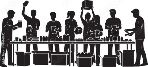 Diverse group of volunteers working together at a table for international volunteer day