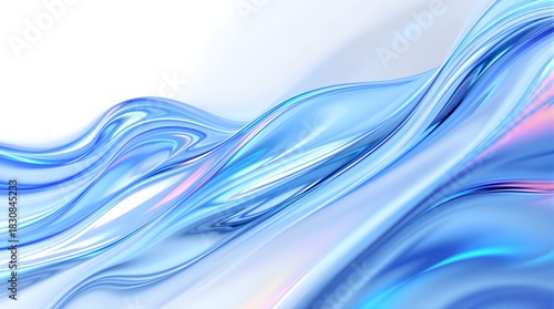 Wallpaper Mural Glossy blue streaks with subtle rainbow refraction Torontodigital.ca