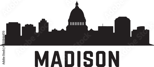 Madison Wisconsin Skyline Silhouette – Minimalist Black Vector Cityscape