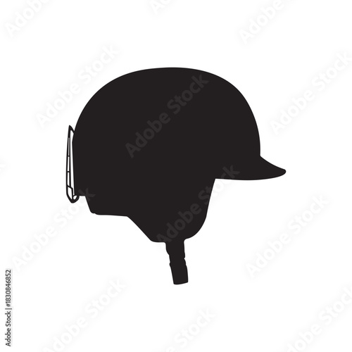 Vented sport helmet silhouette. Sport helmet side silhouette with vents and strap perfect for cycling, BMX and outdoor sports designs.