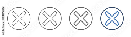 
outline icon set cross with circle and cross design