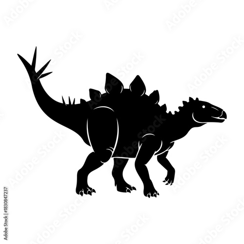 Silhouette illustration of a stegosaurus with plates and spiked tail