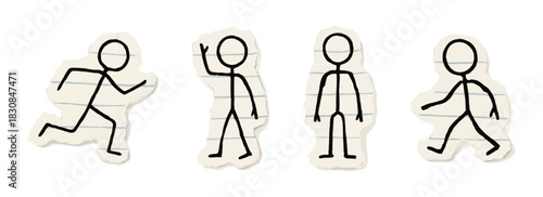 Stickman character set for education, business and explainer videos, sketch style vector illustration