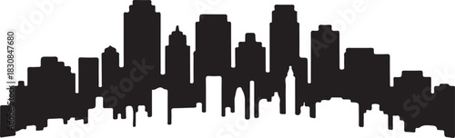 Twin Cities Skyline Silhouette – Minimalist Black Monochrome Vector Cityscape