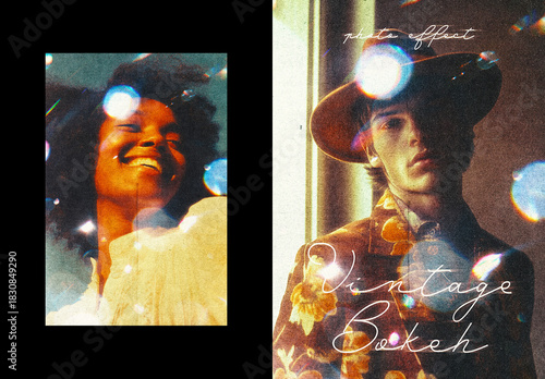 Vintage Bokeh Leak Poster Photo Effect Mockup