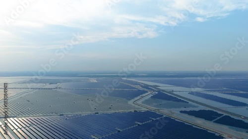 Photovoltaic solar panels on the sea surface of Tianjin