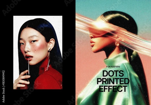 Dots Print Poster Photo Effect Mockup