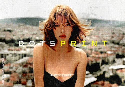 Dots Print Photo Effect Mockup