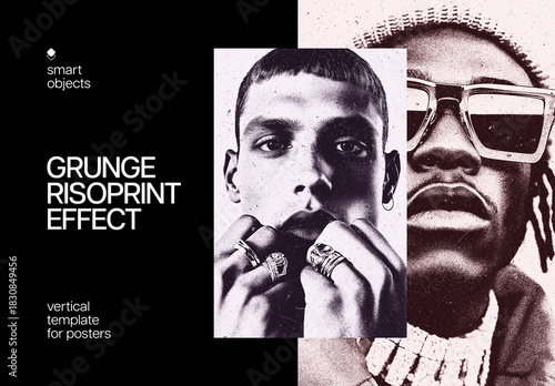 Grunge Risoprint Poster Photo Effect Mockup