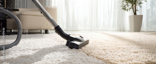Wallpaper Mural The Vacuum Cleaner Head Cleaning Plush White Carpet in Bright Modern Living Room Torontodigital.ca