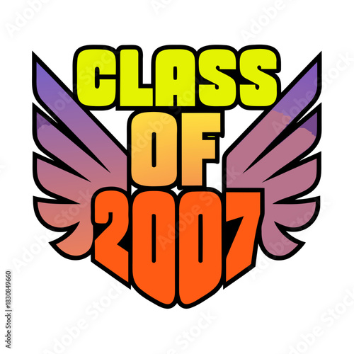 Class of 2007 winged emblem graphic graduation wings