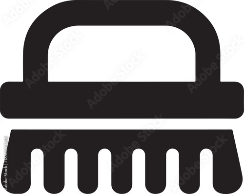   Bold scrub brush silhouette icon perfect for cleaning, scrubbing, washing, sanitation, and hygiene graphics. 