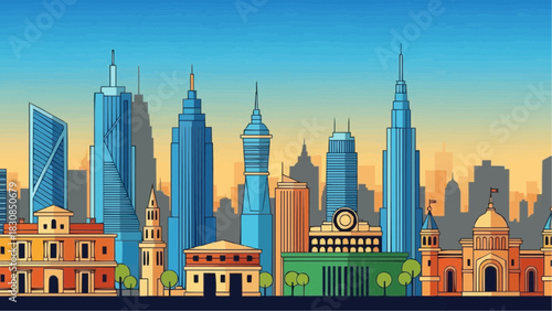 Cityscape skyline vector illustration of urban buildings and architecture in the city downtown view design brazil ceara