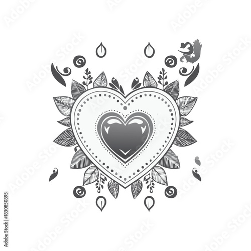 Abstract floral heart vector design illustration for Valentine's Day romance and love decoration