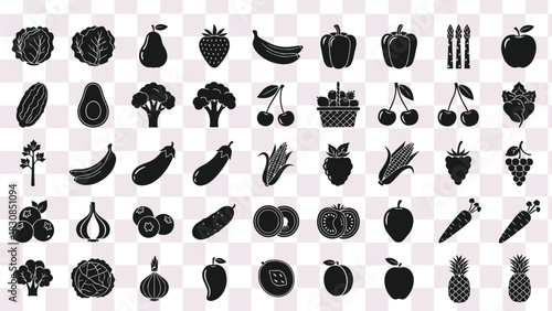 Mixed Fresh Fruits Icon Pack – Modern Outline Vector Collection of Organic, Tropical, and Seasonal Fruits for Healthy Lifestyle and Food Graphics
