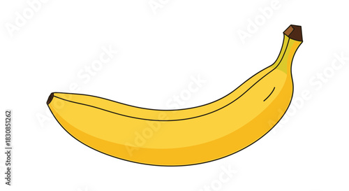 A single yellow banana with a curved shape on a white background.