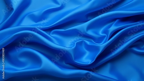 bombyx. Blue silk fabric flowing in the wind creating soft wave patterns. lifestyle magazines, social media lookbooks, designed for influencer and brand collaborations, used by ui designers.