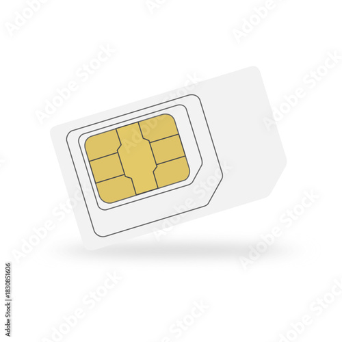 smart phone sim card with chip isolated on white background