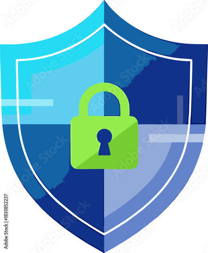 Data Protection Shield with Padlock Security for Information and Privacy