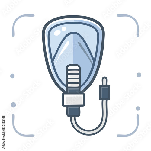 Pixel perfect icon of an oxygen mask with hose, medical breathing support, 64x64