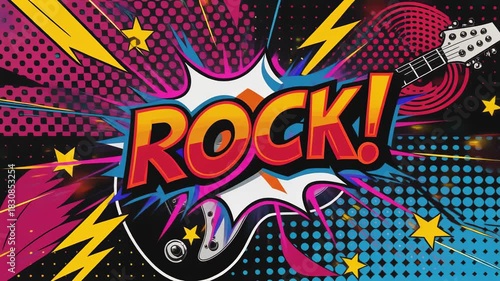 electric guitar in vibrant pop art comic style. 4k.