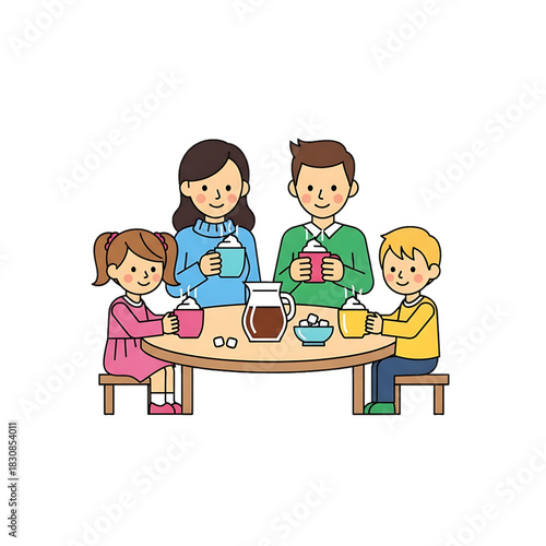 Family members play a tabletop board game together.