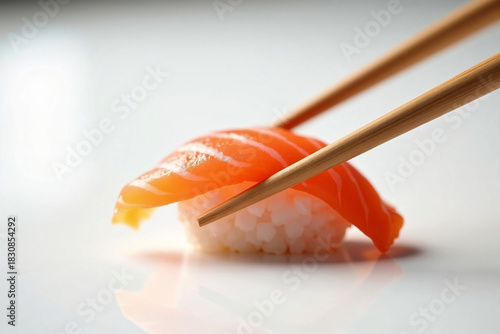 Close-up of Traditional Japanese Cuisine: Raw Fish and Rice