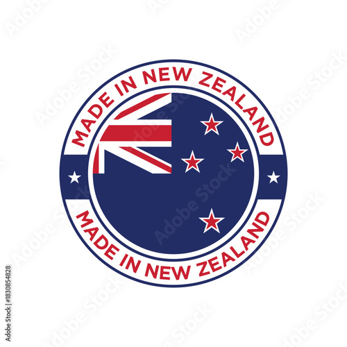 made in new zealand stamp circle logo vector design with new zealand flag element	