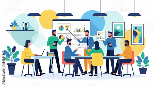 Business meeting and presentation of company strategy in office collaboration and teamwork illustration brazil ceara