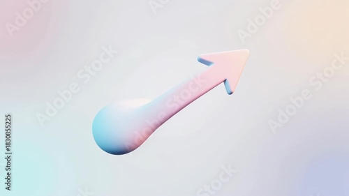 4k. fluid animation of a blob transforming into an arrow shape, moving gracefully across.
