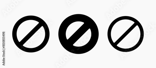 Solid Prohibition Icon Bundle – Black No Symbol Warning Sign Set