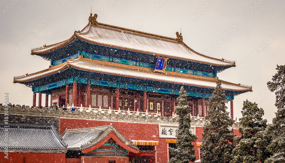 Fototapeta premium Gate of Divine Prowess also called Gate of Divine Might, Forbidden City in Beijing, China
