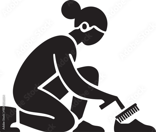 Woman Cleaning the Floor