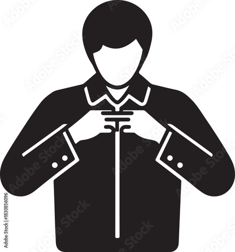Man zipping up his jacket icon