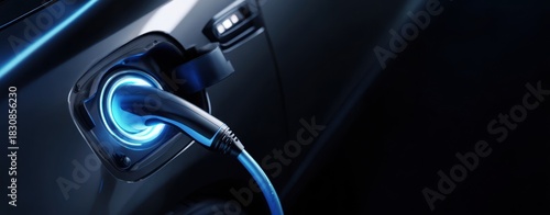 The Electric Car Charging Plug Connected to a Sleek Modern Vehicle at Night