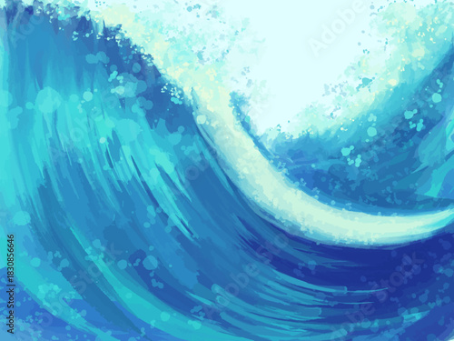 海の波しぶきを表現した青いテクスチャ背景ベクター /Blue Ocean Wave Splash Texture Vector