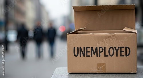 Fototapeta Naklejka Na Ścianę i Meble -  An open cardboard box with the word 