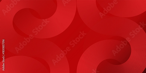 Abstract red background with glowing curve lines. Modern shiny red gradient geometric circle lines pattern. Futuristic concept. Suit for banner, brochure, poster, presentation, cover, website