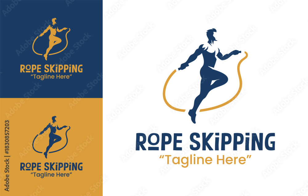 Fototapeta premium Rope Skipping Logo Dynamic Active Fitness Identity