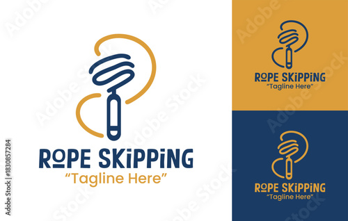 Rope Skipping Logo Sporty Minimal Movement Design