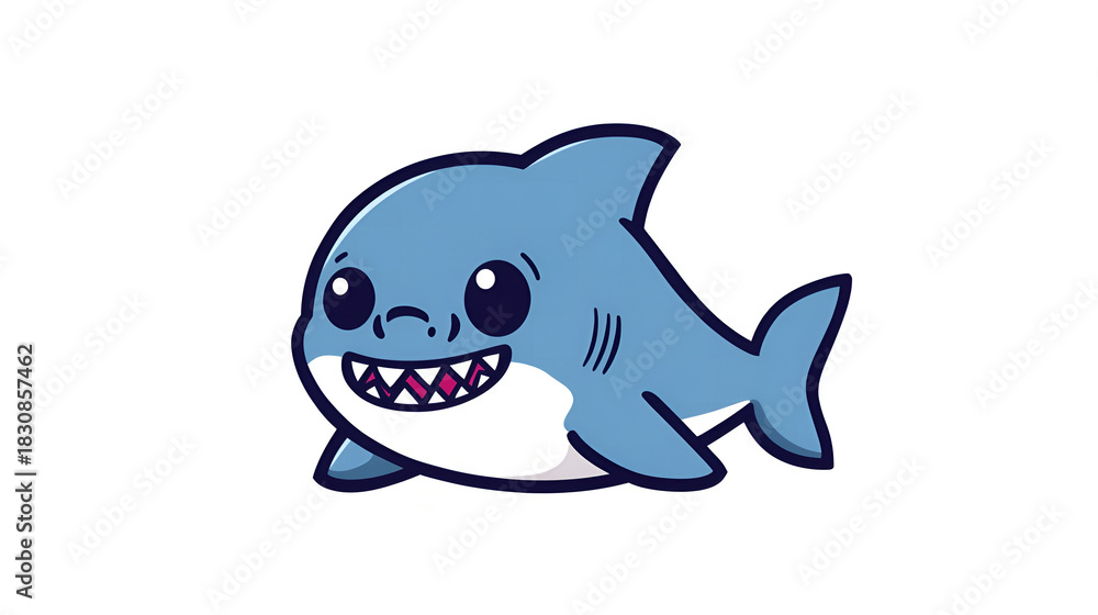 Fototapeta premium Smiling Blue Shark with Pink Gums and Big Eyes 