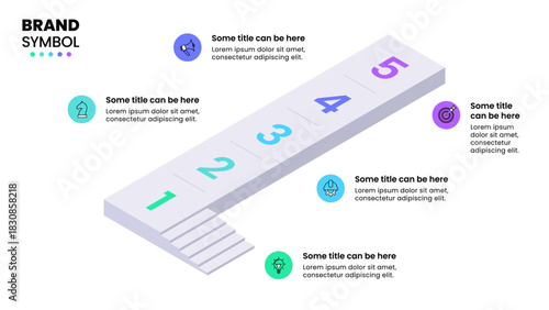 Infographic template. 5 steps with numbers and icons