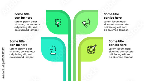 Infographic template. Abstract green tree with icons and 4 steps