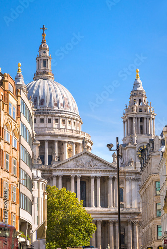 St. Pauls cathedral view from Fleet Street. London 
