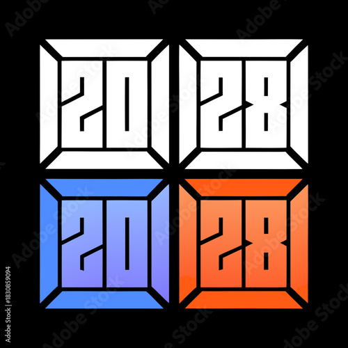 Four Geometric Number Designs 20 and 28 2028 numbers
