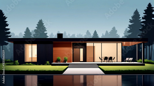 住宅の外観パース、イラスト