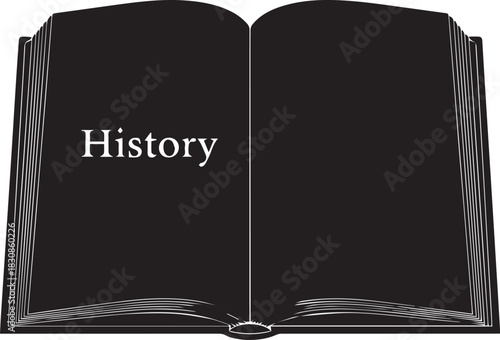 Open book with the word history written on a black page